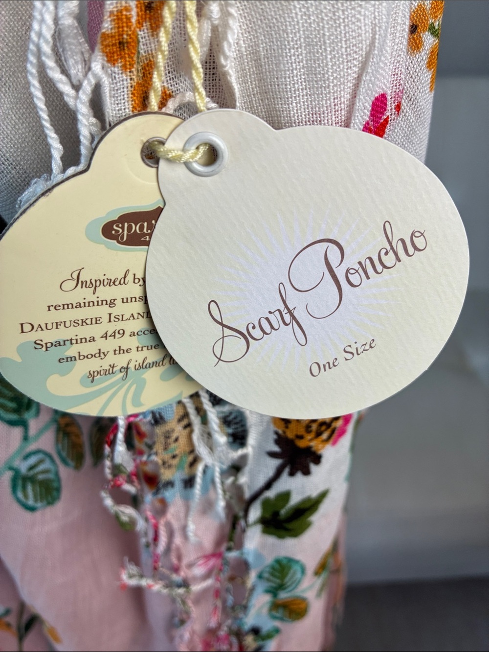 Spartina Floral Light Pink Ombre Shawl with Fringe - Picture 10 of 13